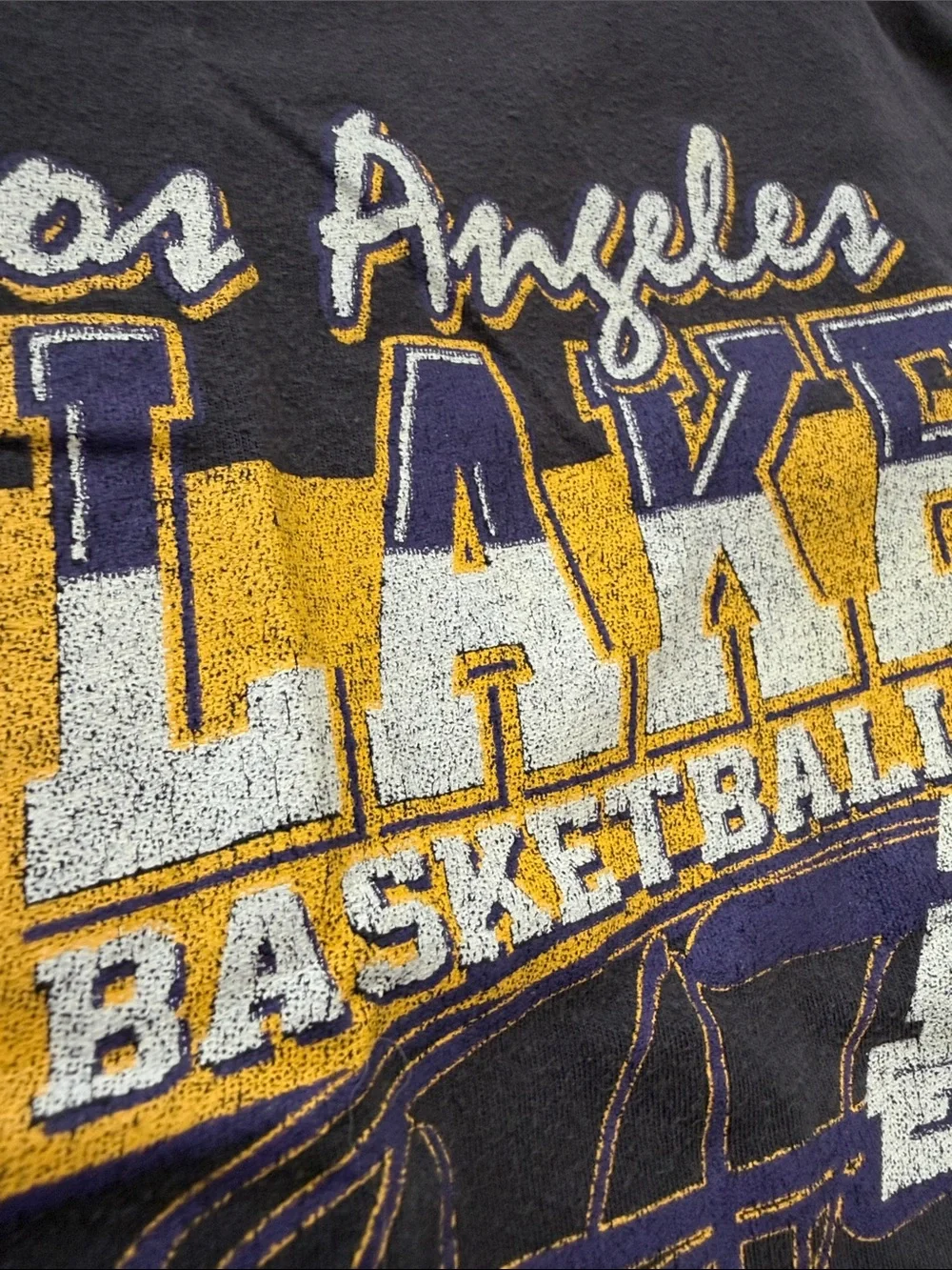 NBA Los Angeles Lakers Black Tee with Yellow & Purple Graphics
